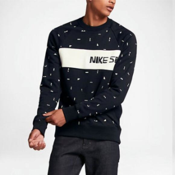 Nike SB X CH Everett Crewneck Sweatshirt Black White Size M - Picture 1 of 9